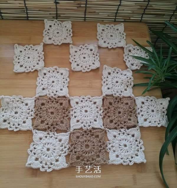 由单元花组合而成！手工钩针编织漂亮毯子图解(图9)