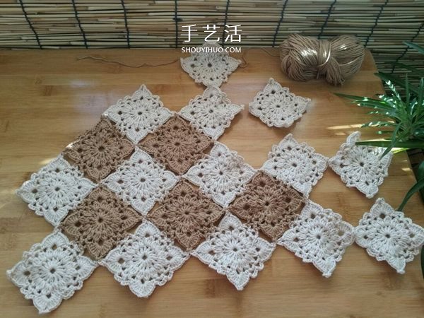 由单元花组合而成！手工钩针编织漂亮毯子图解(图10)