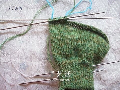 纯色无花纹手套的织法 手工编织带手指手套(图8)