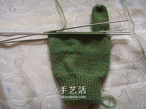 纯色无花纹手套的织法 手工编织带手指手套(图12)
