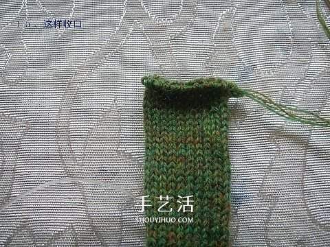 纯色无花纹手套的织法 手工编织带手指手套(图15)