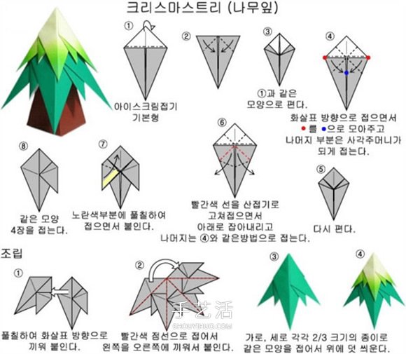 彩色立体圣诞树怎么折 美丽的圣诞树折纸图解(图3)