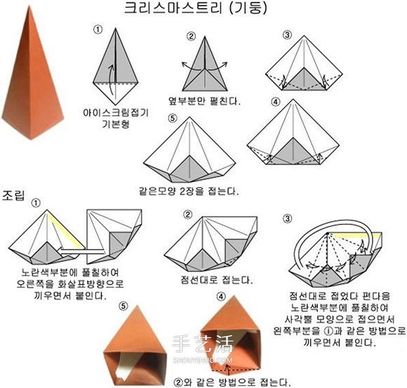 彩色立体圣诞树怎么折 美丽的圣诞树折纸图解(图2)
