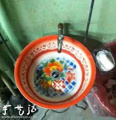 脸盆废物利用DIY台盆 - 双维造物网
