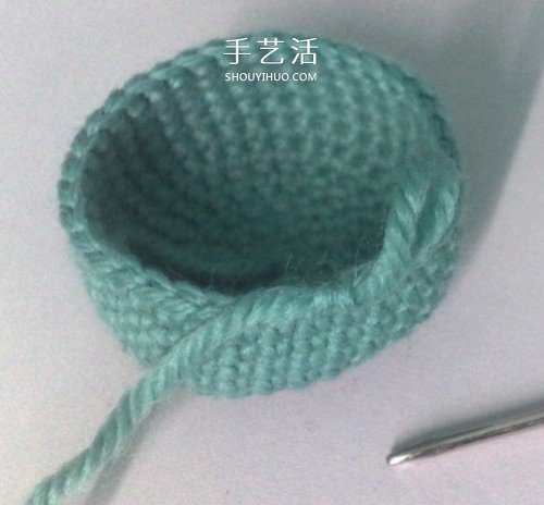 带提手收纳篮的编织方法 钩针编织毛线小篮子(图7)