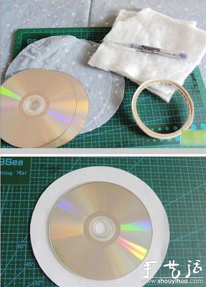 废旧光盘DIY漂亮杯垫(图2)