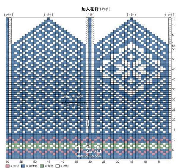 用毛线编织带漂亮花纹的连指手套织法图解(图5)