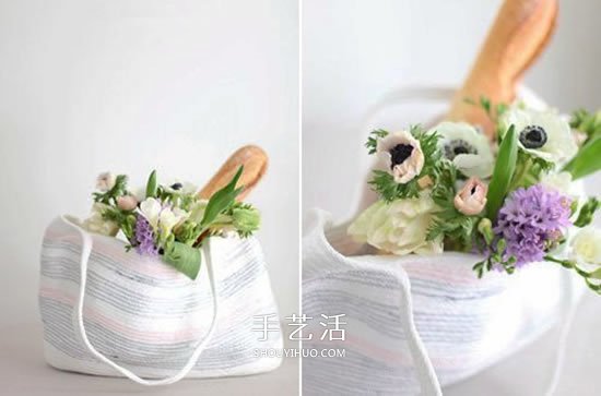 用缝纫机制作小清新毛线购物袋的做法图解(图1)