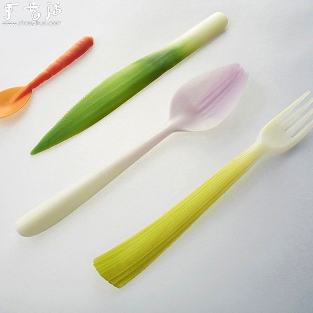 特殊材质制作的餐具 仿佛是由蔬菜雕刻而成 - 双维造物网