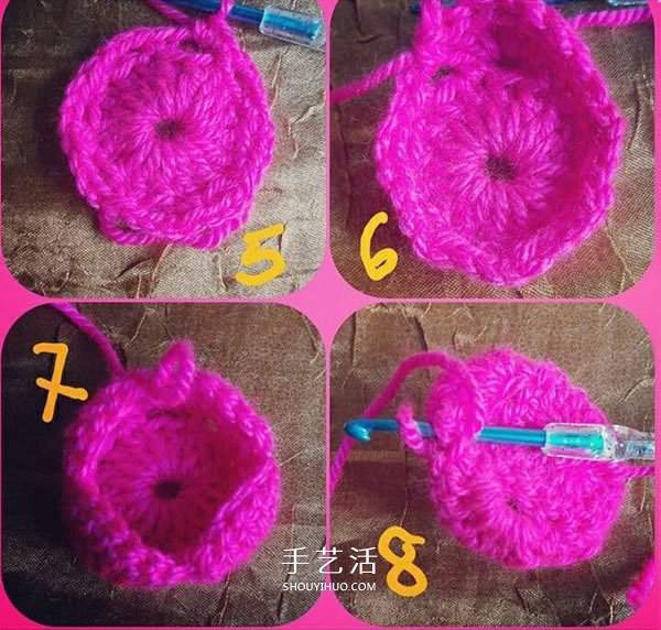 立体小花怎么钩图解 好看立体花朵钩织教程(图3)