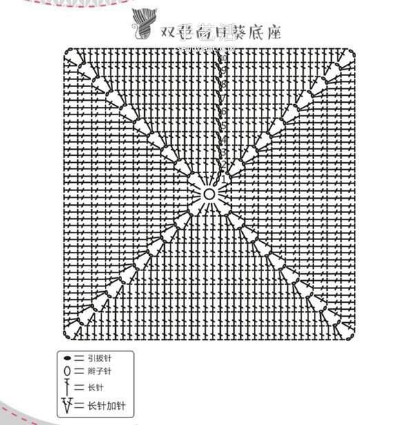 方形带流苏坐垫的钩法图解 双色向日葵图案~(图6)