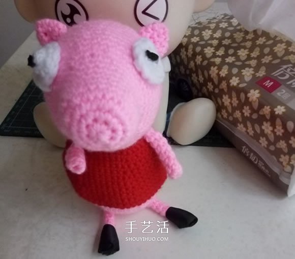 可爱小猪佩奇钩织教程 钩针编织小猪佩奇图解(图20)