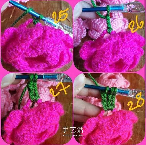 立体小花怎么钩图解 好看立体花朵钩织教程(图8)