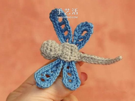 钩织蜻蜓的钩法图解 可用作衣物上的漂亮装饰(图14)