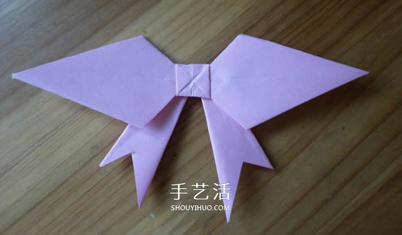 简单易学的折纸蝴蝶结 正方形纸折蝴蝶结折法(图15)