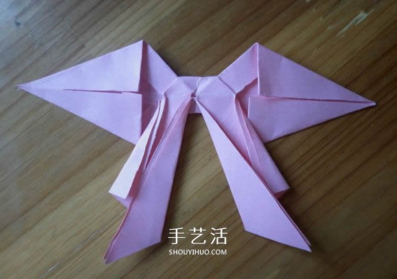简单易学的折纸蝴蝶结 正方形纸折蝴蝶结折法(图14)