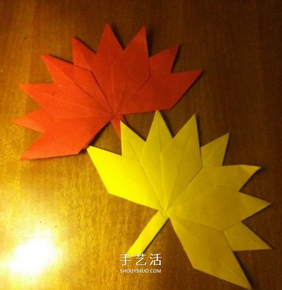 幼儿枫叶的折纸方法 简单折叠枫叶图解教程 - 双维造物网