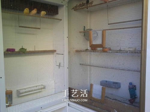 旧书架改造鸟柜的方法 旧家具DIY制作超大鸟笼(图12)