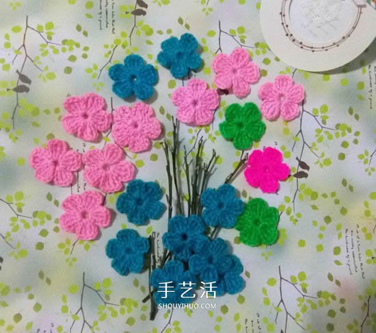可爱五瓣花朵的钩法 基础钩织毛线小花图解 - 双维造物网