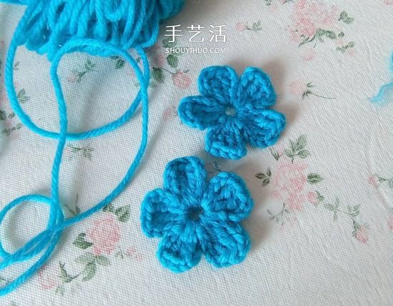 可爱五瓣花朵的钩法 基础钩织毛线小花图解(图15)