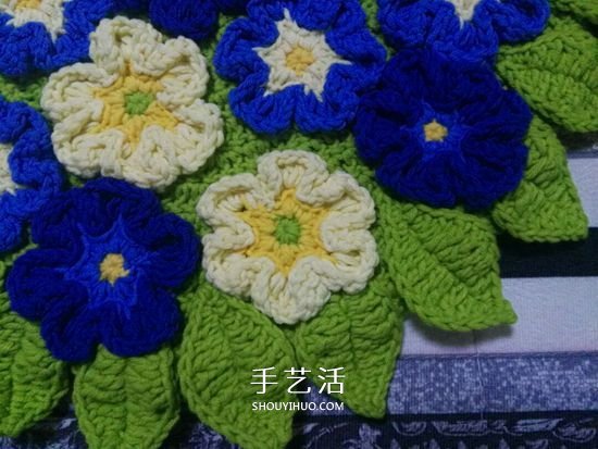 好看樱草花坐垫的编织图解 让你舍不得用！(图12)