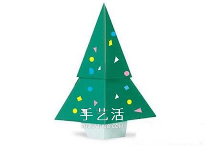 用一张纸折圣诞树图解 幼儿折纸圣诞树的教程 - 双维造物网