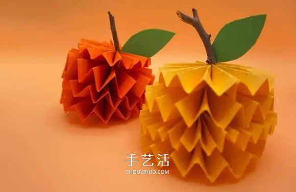 儿童立体苹果的折法 简单折纸苹果的图解教程 - 双维造物网