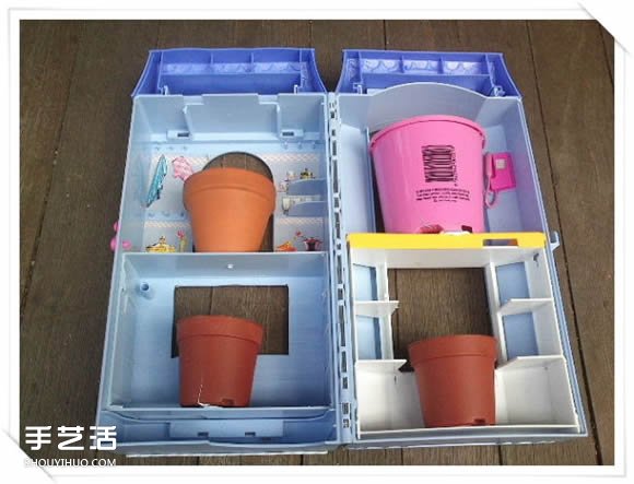 旧玩具手工改制花园里的“面包房”花盆架(图9)