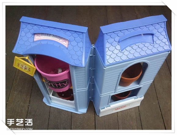 旧玩具手工改制花园里的“面包房”花盆架(图10)