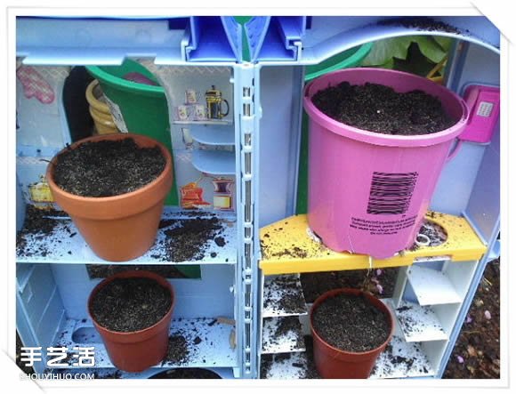 旧玩具手工改制花园里的“面包房”花盆架(图12)