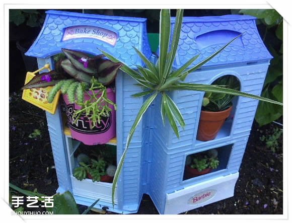 旧玩具手工改制花园里的“面包房”花盆架(图15)
