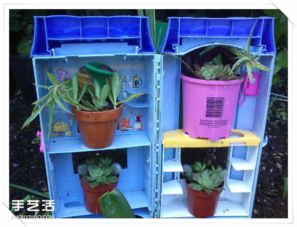 旧玩具手工改制花园里的“面包房”花盆架(图16)