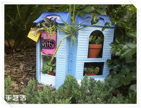 旧玩具手工改制花园里的“面包房”花盆架(图18)