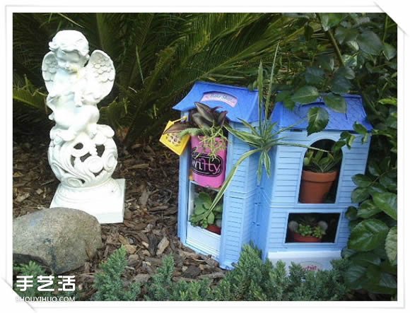 旧玩具手工改制花园里的“面包房”花盆架(图19)