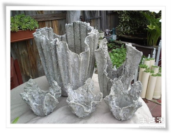 旧毛巾废物利用做花盆 水泥毛巾花盆手工制作 - 双维造物网