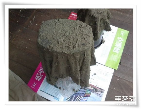 旧毛巾废物利用做花盆 水泥毛巾花盆手工制作(图13)
