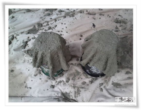 旧毛巾废物利用做花盆 水泥毛巾花盆手工制作(图14)
