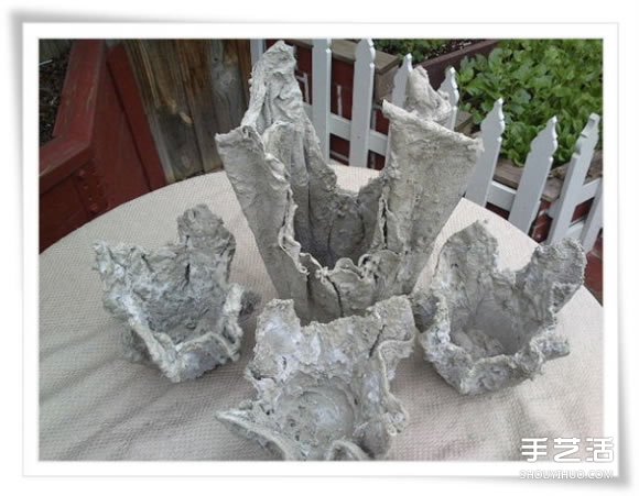 旧毛巾废物利用做花盆 水泥毛巾花盆手工制作(图19)