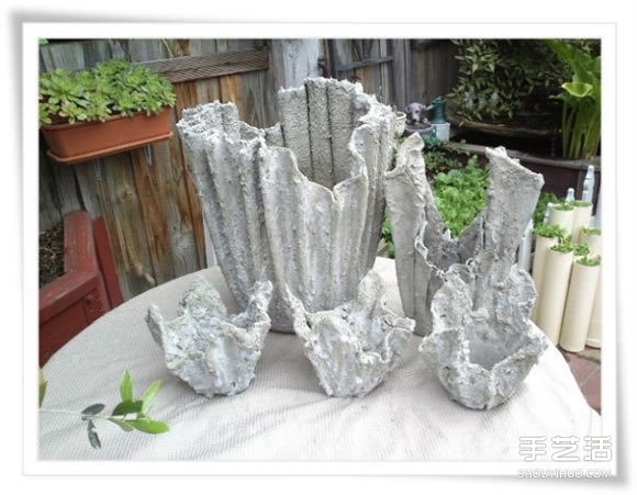 旧毛巾废物利用做花盆 水泥毛巾花盆手工制作(图20)