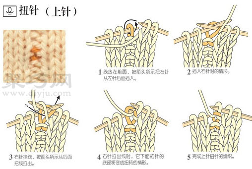 棒针入门之基础针法：上针下针扭针的织法(图2)