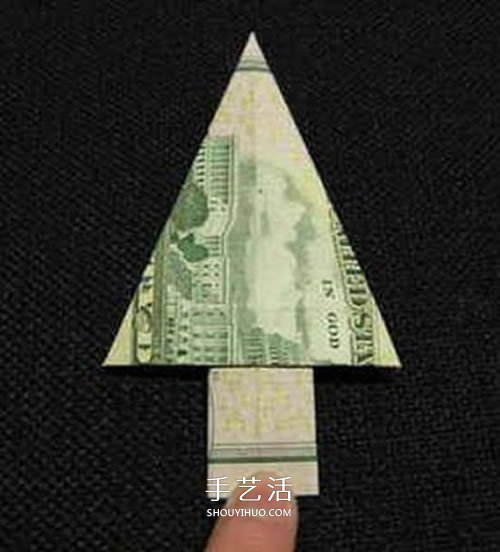 美元圣诞树的折法图解 纸币折纸圣诞树步骤 - 双维造物网