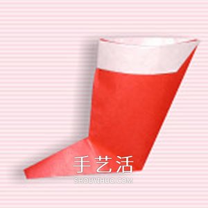 圣诞靴的折纸方法图解 幼儿折圣诞靴的教程 - 双维造物网