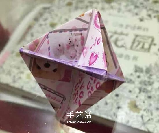 纸陀螺怎么折叠图解 会转的折纸陀螺折法(图8)