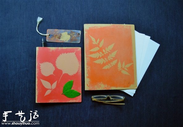 叶片印染DIY，制作小清新书本封面(图6)