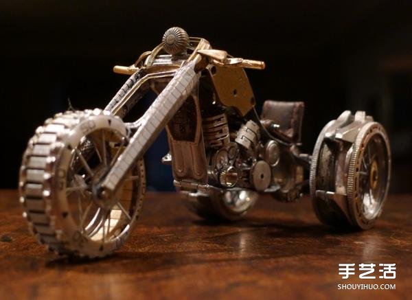 旧手表改造摩托车模型的手工作品图片(图5)