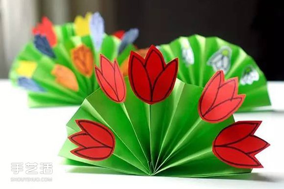幼儿花圃手工制作图片 简单折纸花丛的教程 - 双维造物网