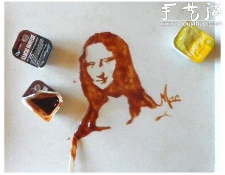 将洒出的酒等DIY成生动的人物肖像(图3)