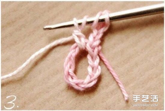 钩针小花朵图解教程 六个花瓣装饰小花的钩法(图3)