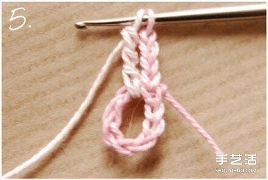 钩针小花朵图解教程 六个花瓣装饰小花的钩法(图5)