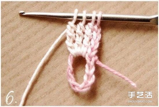 钩针小花朵图解教程 六个花瓣装饰小花的钩法(图6)